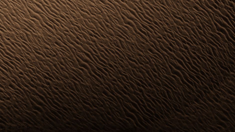 Aerial view of intricately wind-sculpted sandy patterns in a desert landscape.