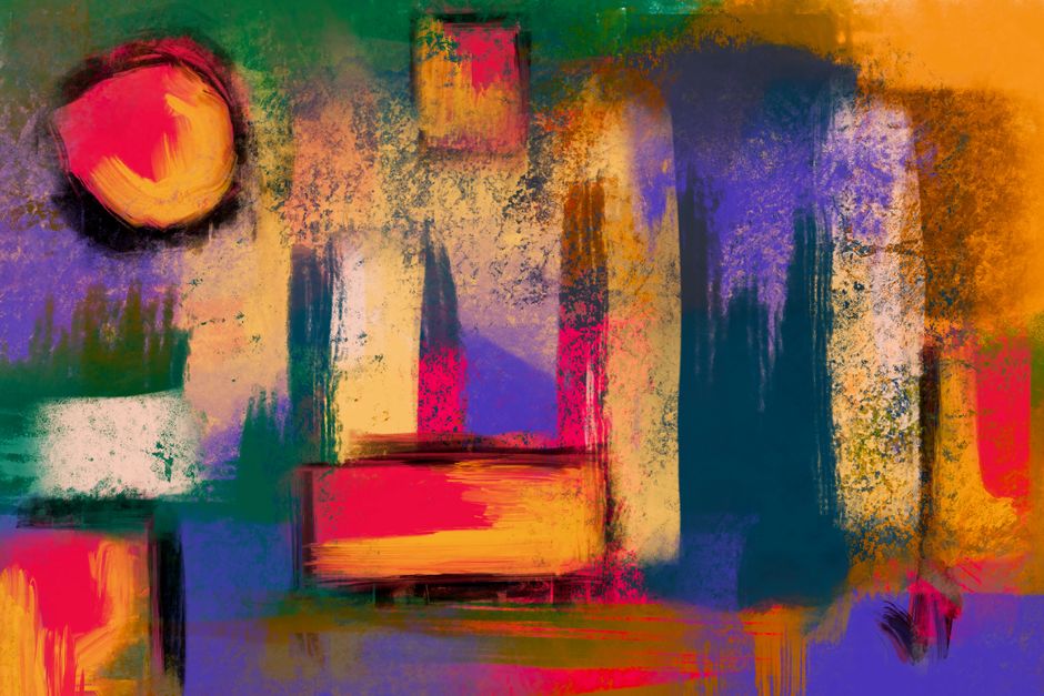 A striking abstract painting with vivid colors and dynamic brush strokes, exuding creativity and energy.